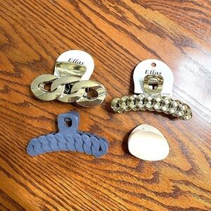 Ella Gold and Gray Hair Clips Set